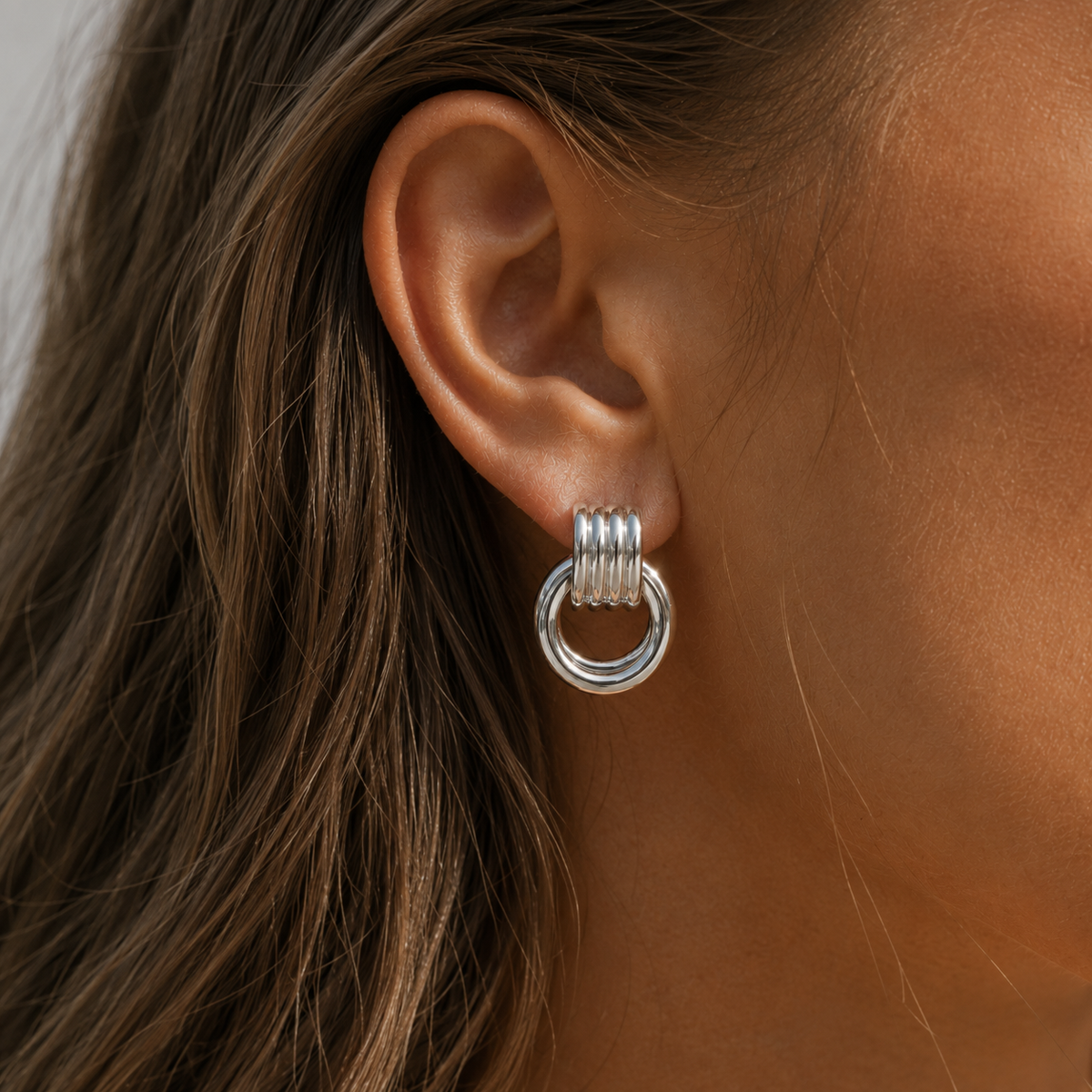 Double Hoops Silver
