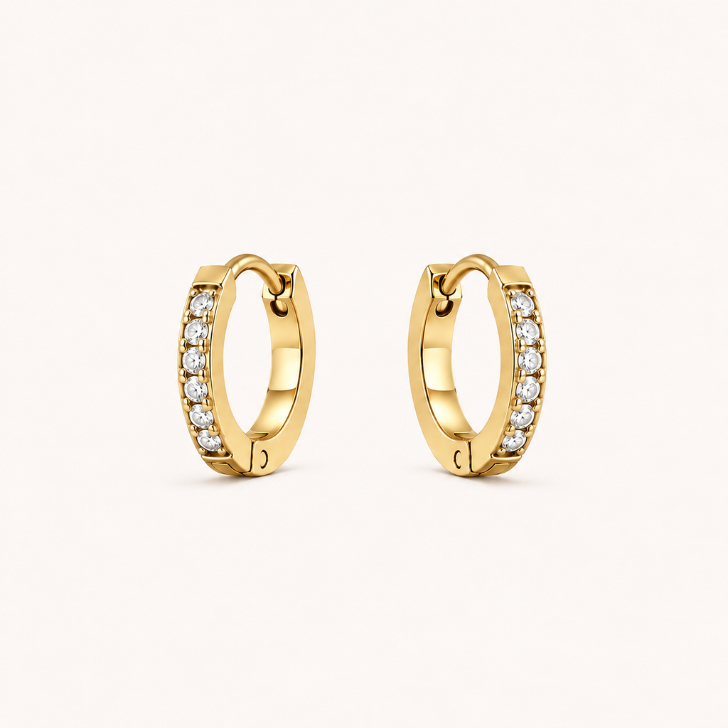 Pavé Huggies Gold