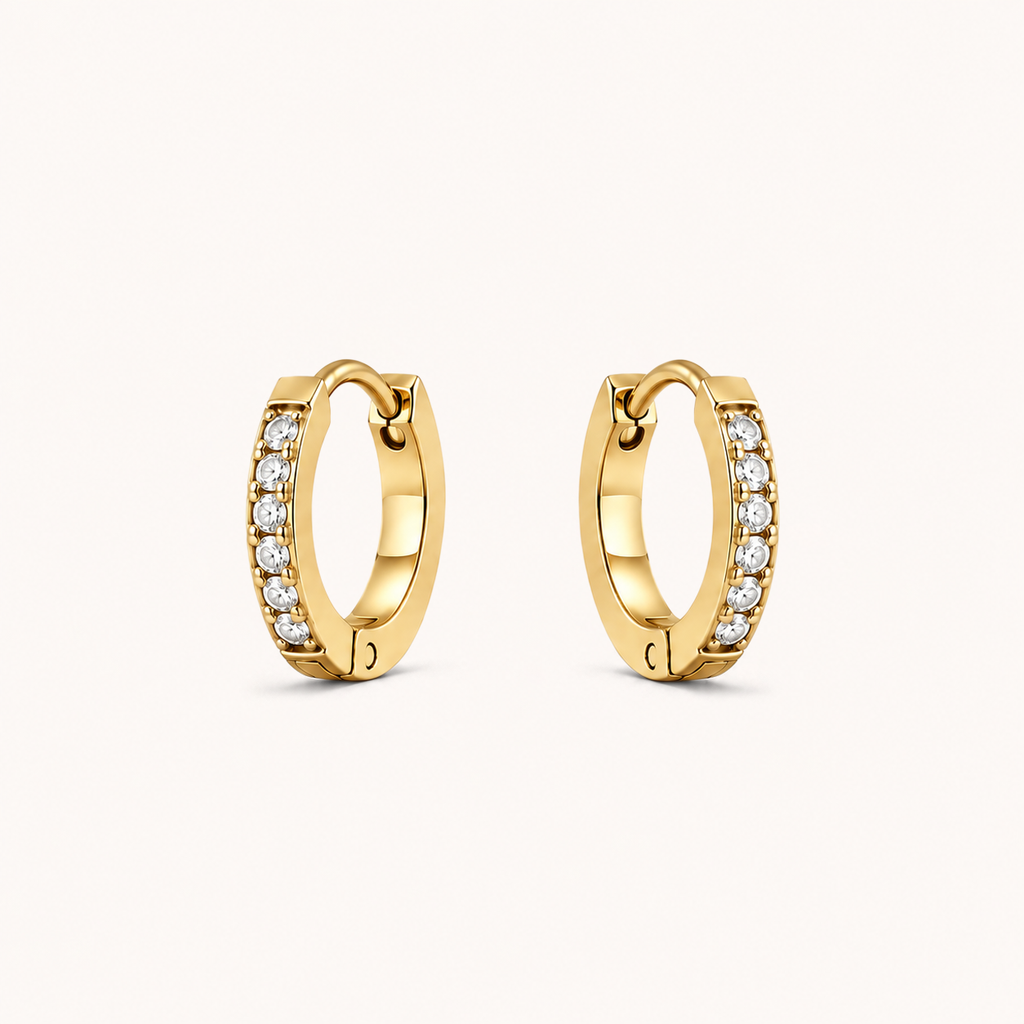 Pavé Huggies Gold