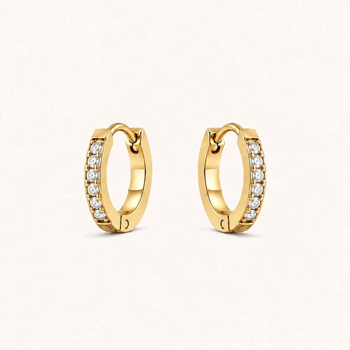 Pavé Huggies Gold