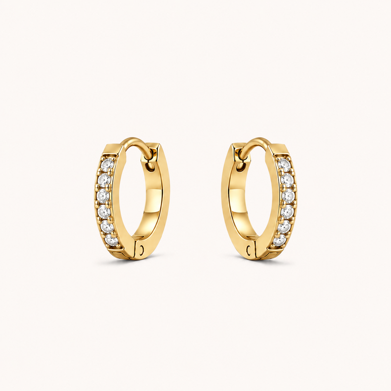 Pavé Huggies Gold