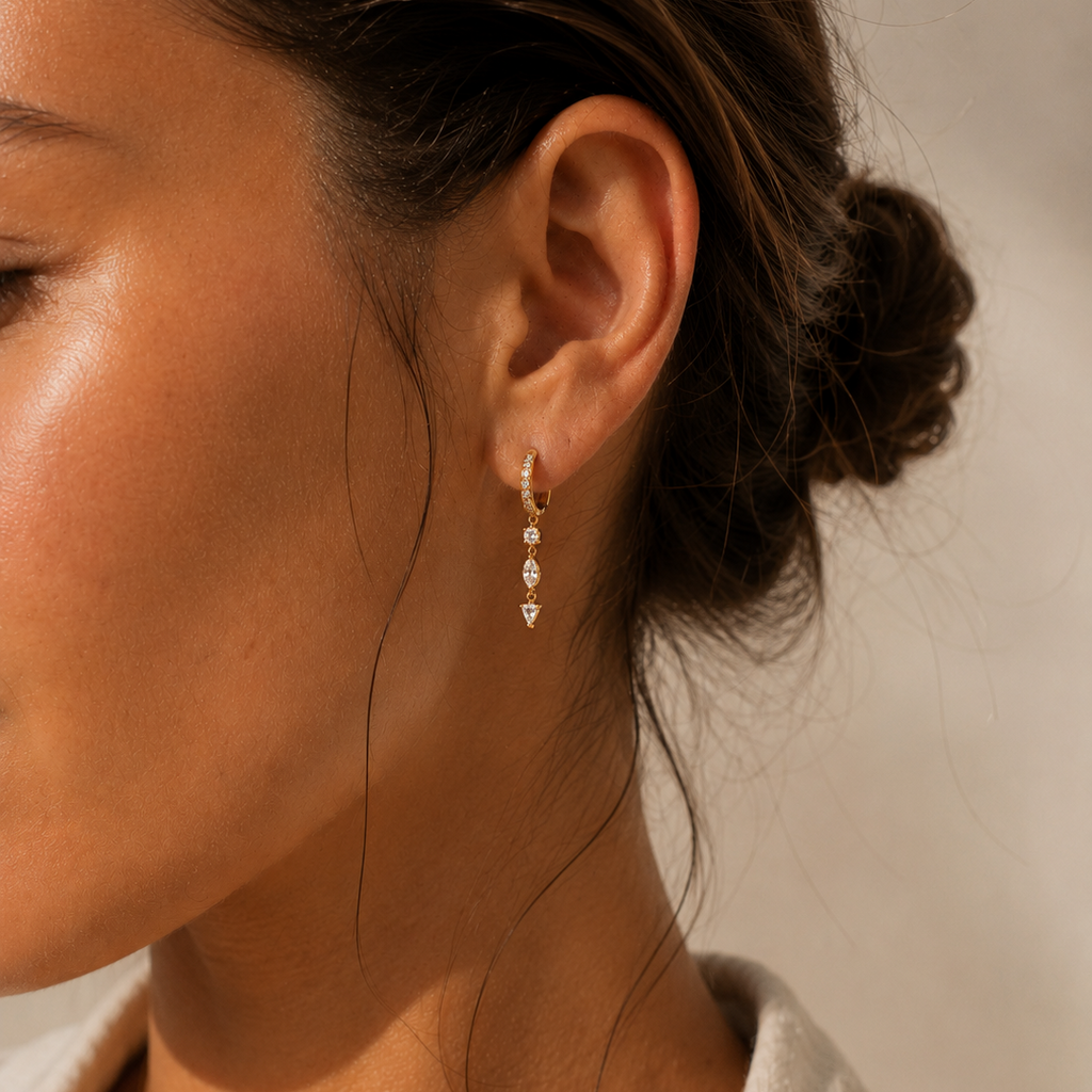 Crystal Drop Earrings Gold