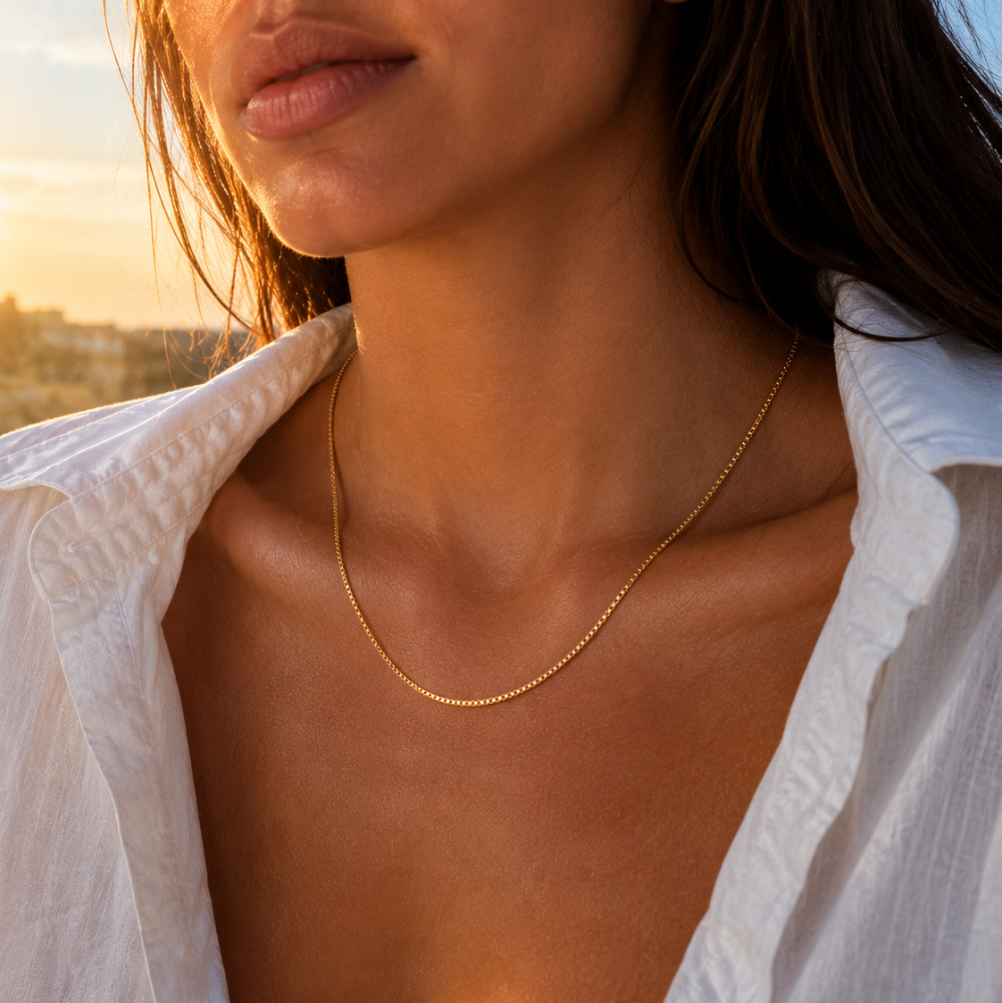 Box Necklace Gold