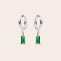 Emerald Drop Earrings Silver