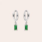 Emerald Drop Earrings Silver