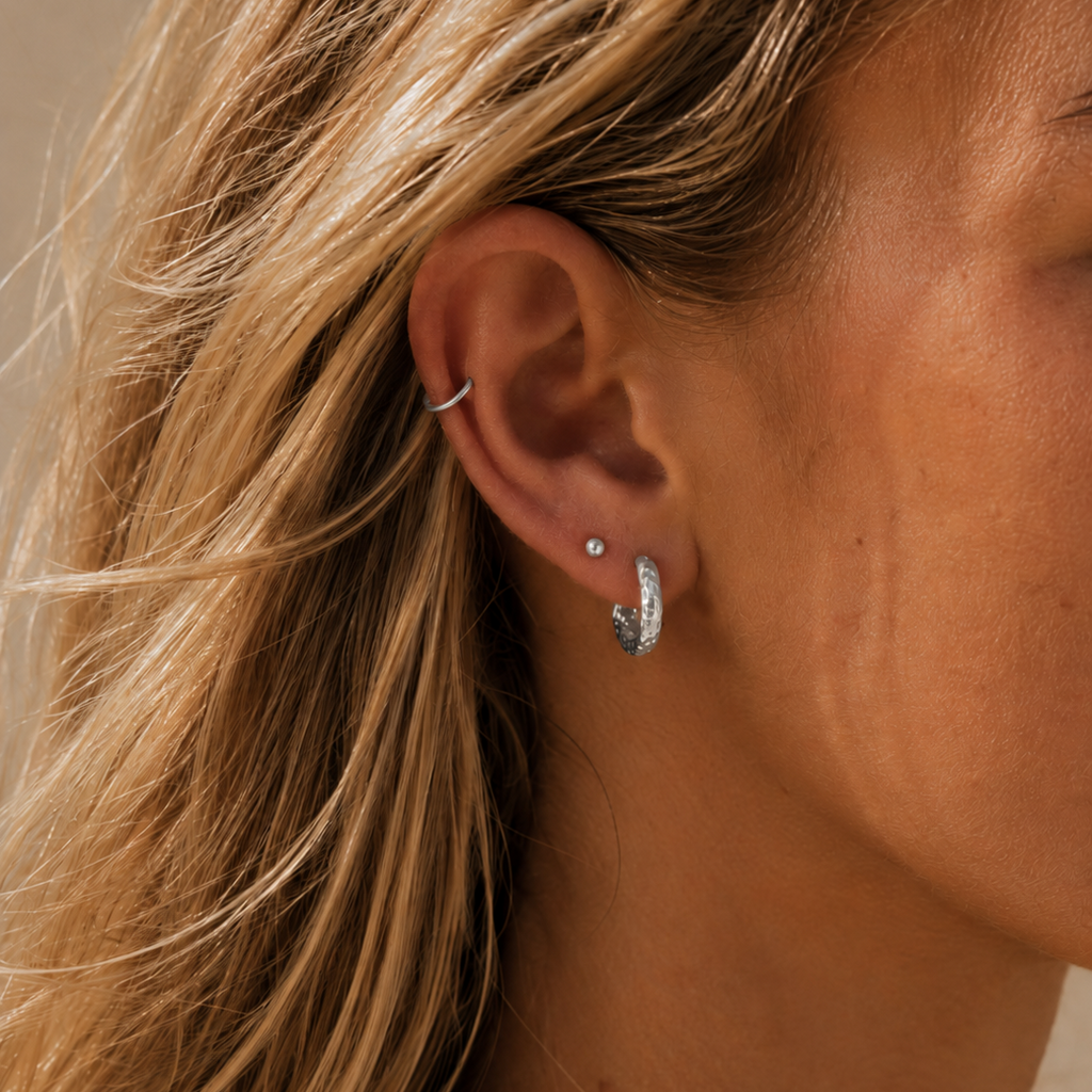 Hammered Hoops Silver