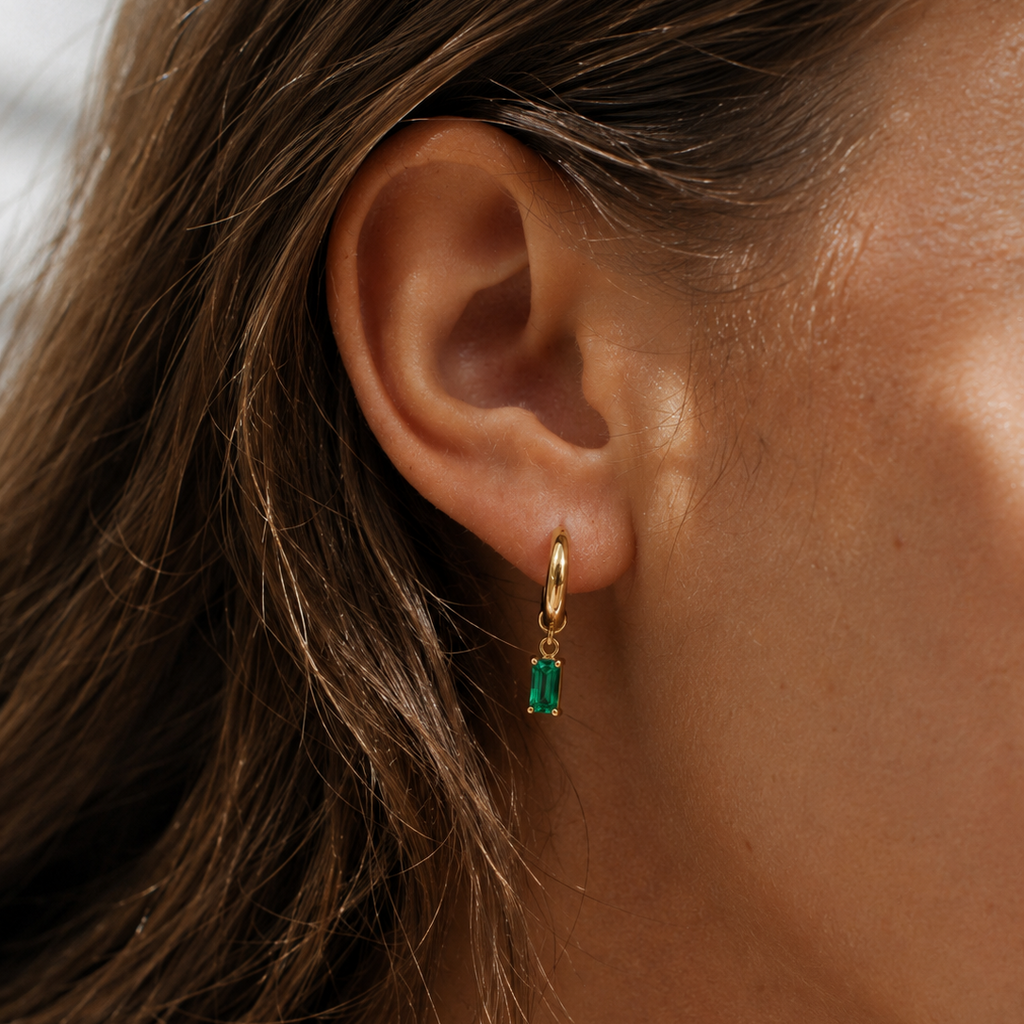 Emerald Drop Earrings Gold