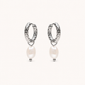 Hammered Pearl Earrings Silver
