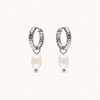 Hammered Pearl Earrings Silver