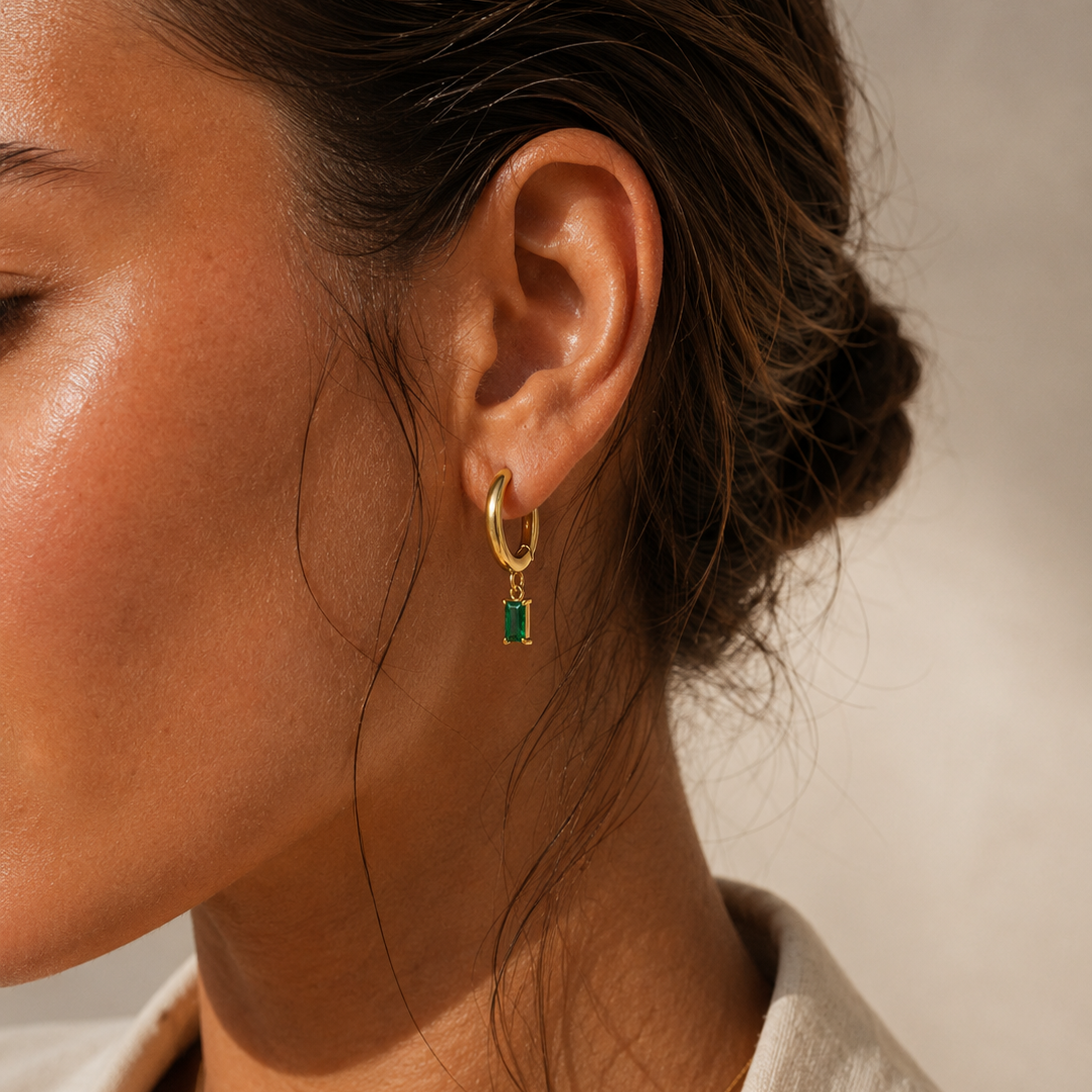 Emerald Drop Earrings Gold