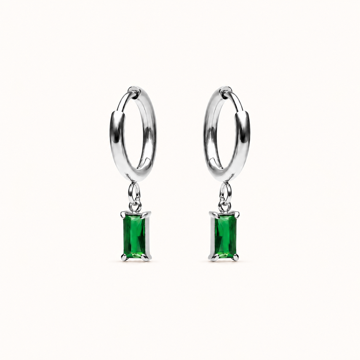 Emerald Drop Earrings Silver