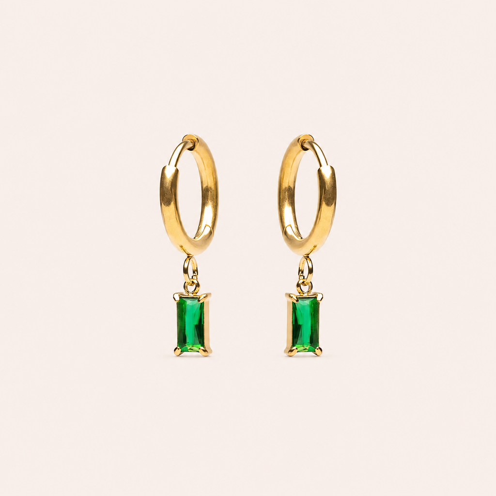 Emerald Drop Earrings Gold
