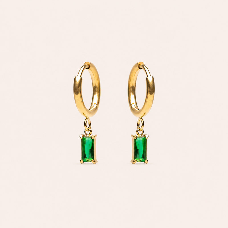 Emerald Drop Earrings Gold