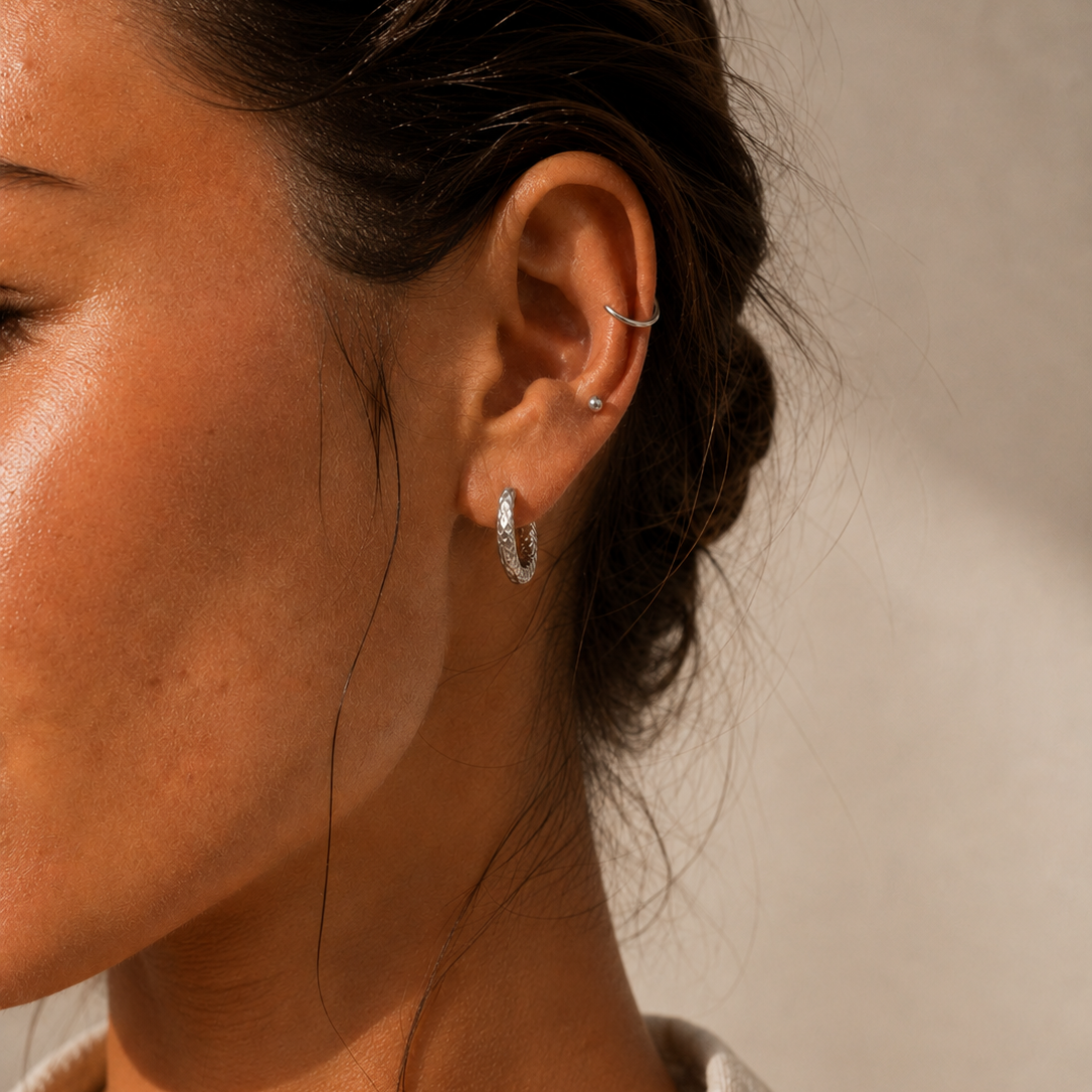 Hammered Hoops Silver