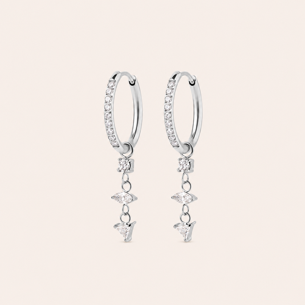 Crystal Drop Earrings Silver