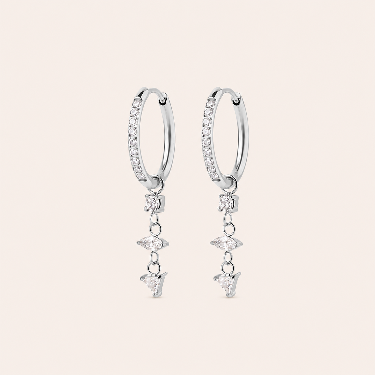Crystal Drop Earrings Silver
