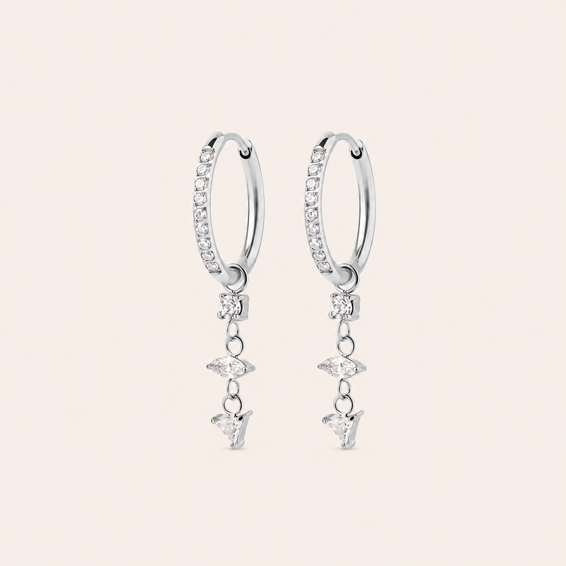 Crystal Drop Earrings Silver