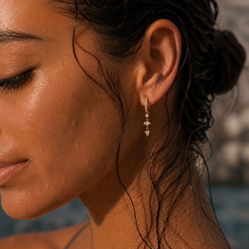 Crystal Drop Earrings Gold