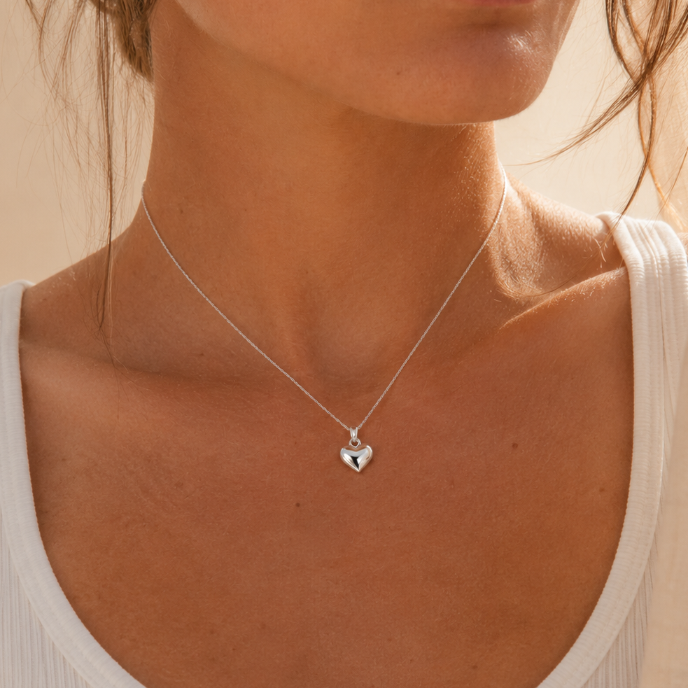 Heart Pendant Necklace Silver