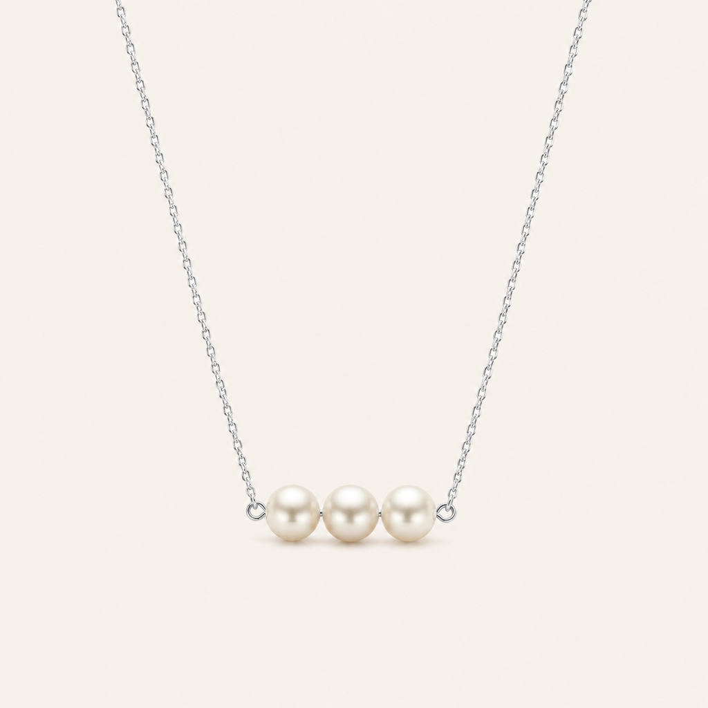 Pearl Trio Necklace Silver
