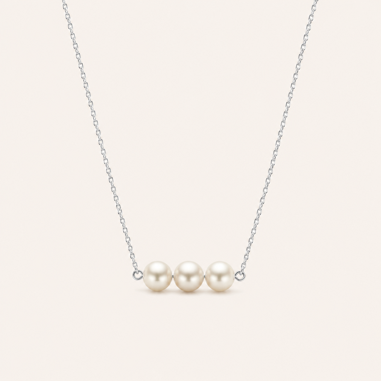 Pearl Trio Necklace Silver