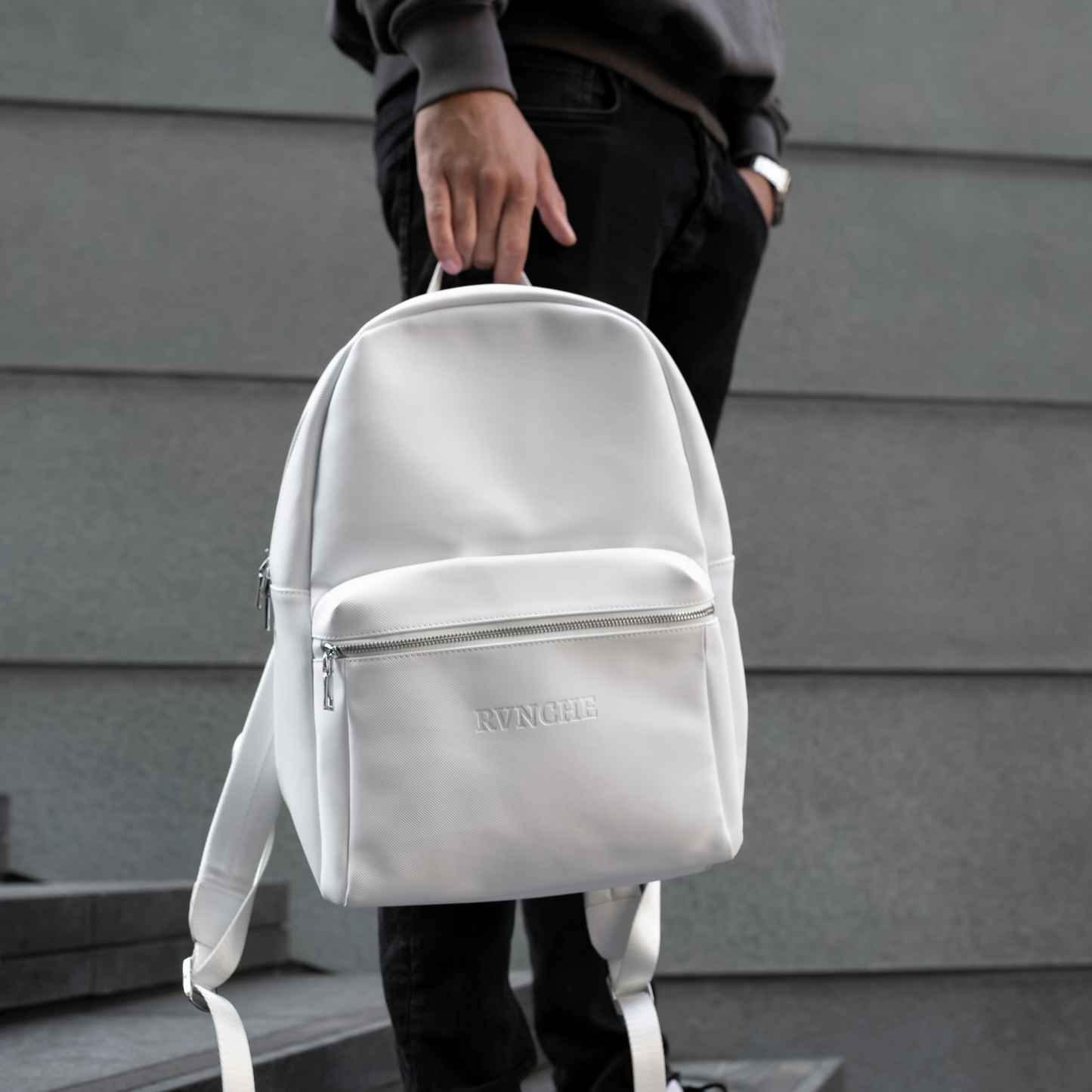 Leather Backpack White - La River